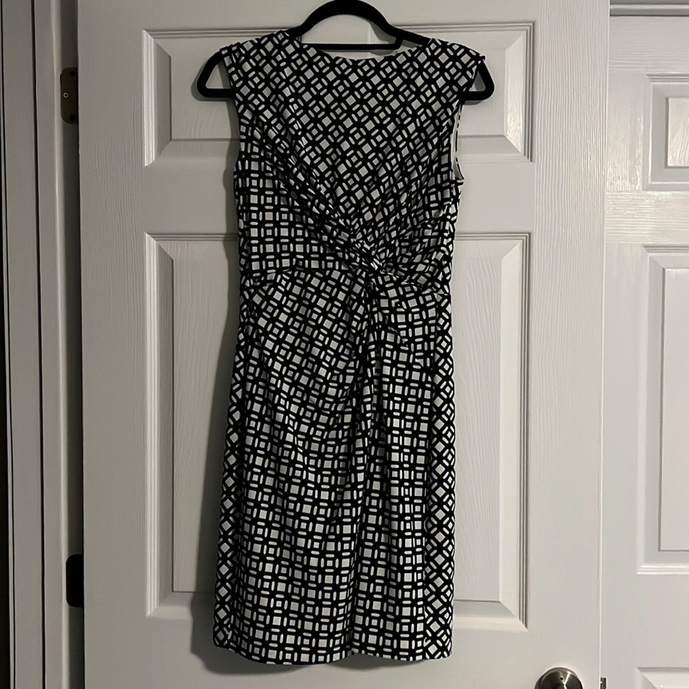 Lauren by Ralph Lauren side twist font navy and white dress